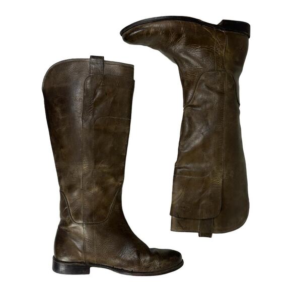 Frye boots riding made in Italy sz US W 8.5 green brown - Picture 7 of 8